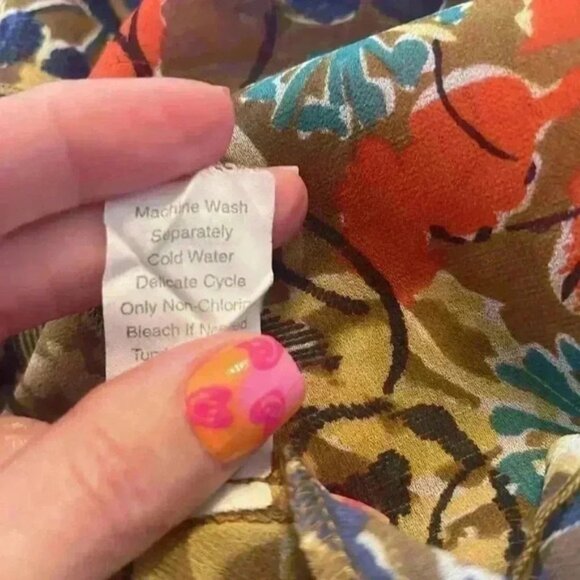 Cabi Shakespeare Floral 3/4 Sleeve Ruffle Kimono Tie Front Size Large - Picture 9 of 9